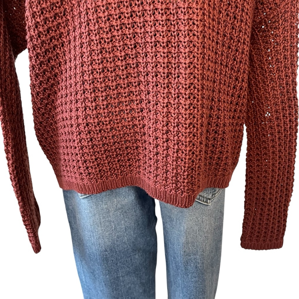 BDG UO loose weave quarter button dolman sleeve acrylic sweater red XS - Picture 11 of 14